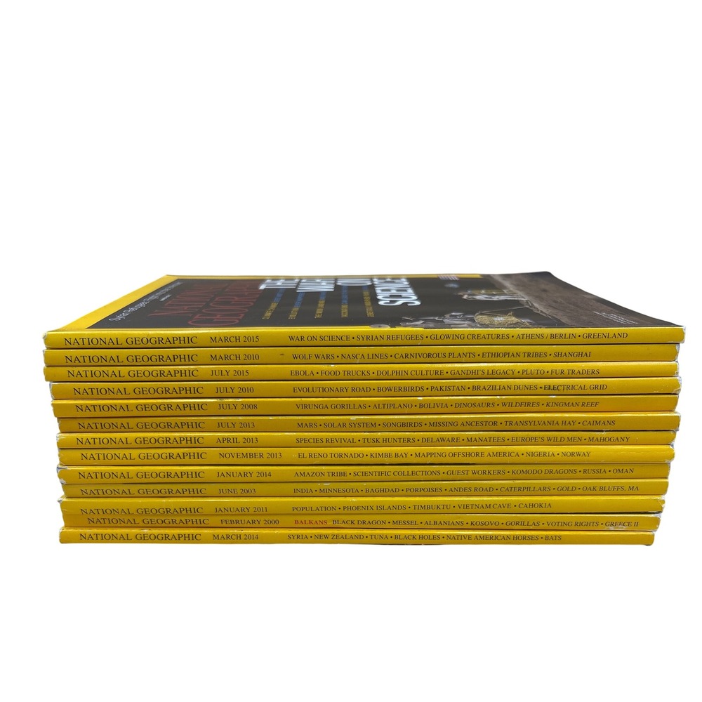 National Geographic Magazine Lot 13 Issues (2000-2015) Science, History, Nature